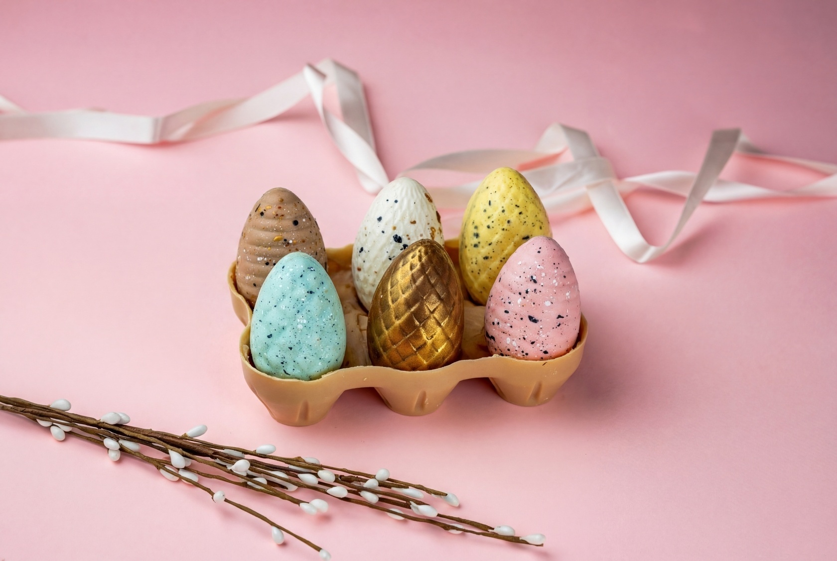 Пасхальный набор шоколадных яиц на подставке в подарочной упаковке - #4