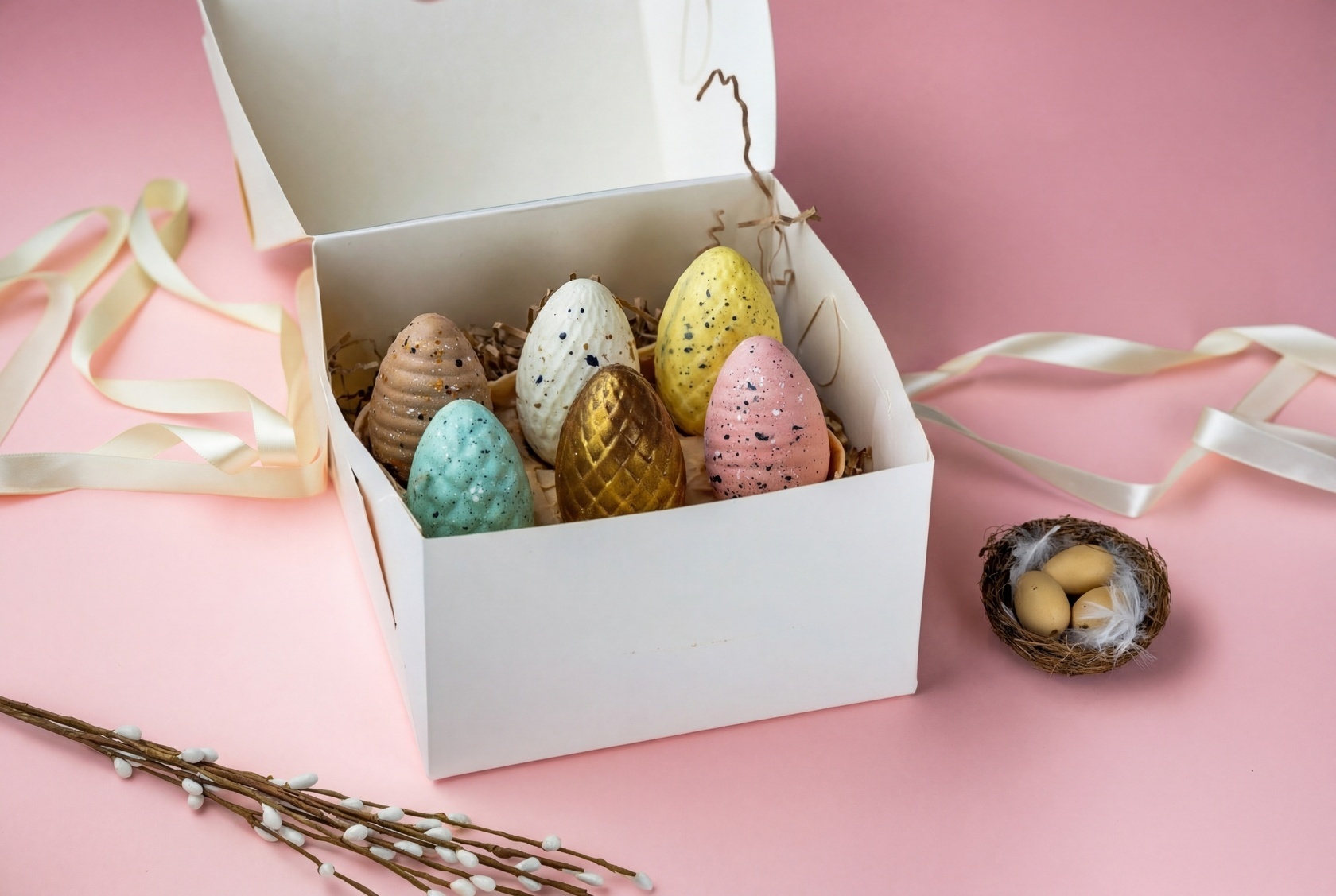 Пасхальный набор шоколадных яиц на подставке в подарочной упаковке - #3