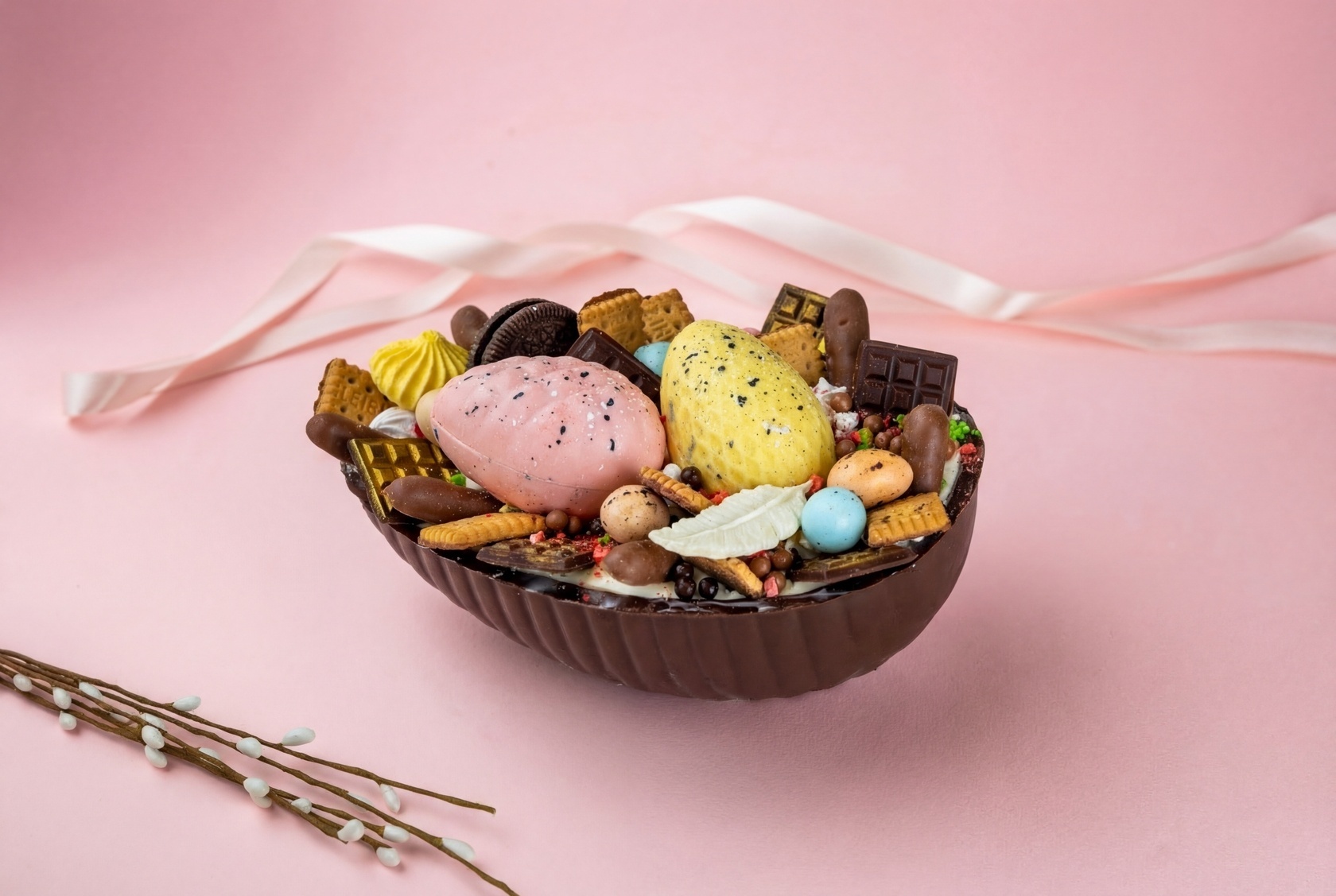 Среднее шоколадное яйцо «Яркие цветы» с оригинальной начинкой - #8