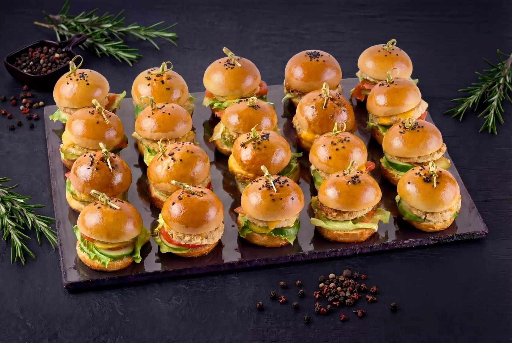 Набор бургеров с котлетой из креветок и трески, 20шт