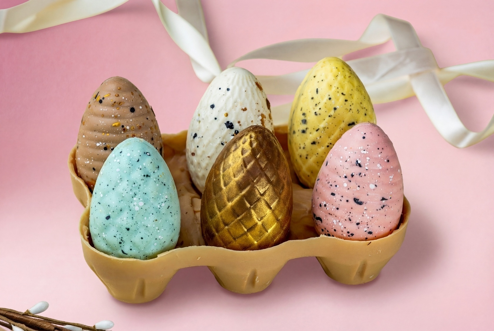 Пасхальный набор шоколадных яиц на подставке в подарочной упаковке - #2