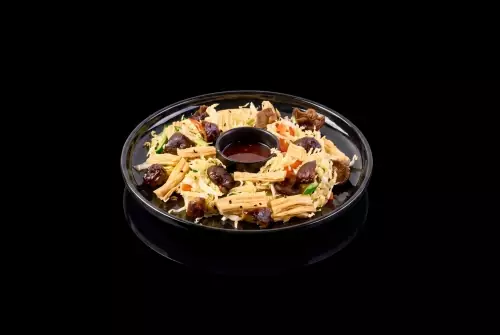 Салат из спаржи с грибами и кисло-сладким соусом