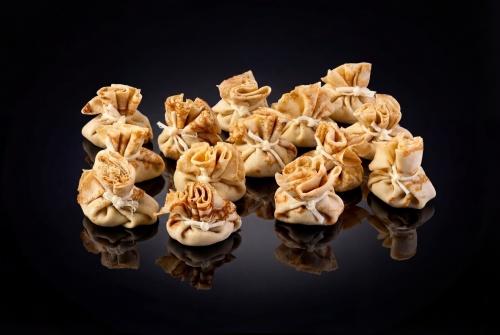 Блинные мешочки с грибами