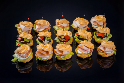 Сет бейгл профитролей с беконом, с курицей и с овощами гриль, 15 шт